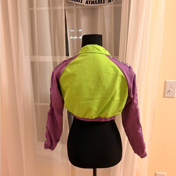 Stylish Green and Purple Bomber Jacket - Picture 3 of 7